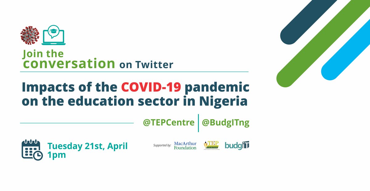 Our tweet chat with <a href="/TEPCentre/">The Education Partnership (TEP) Centre</a> on "Impacts of the COVID-19 Pandemic on the Education Sector in Nigeria" starts now.
Join the conversation with the hashtag #OnNigeria