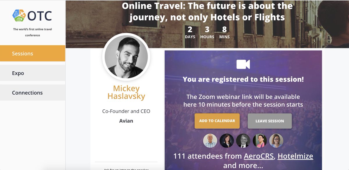 Join my session on Thursday about the future of the "connected trip" in the travel industry. More at app.otc-live.com