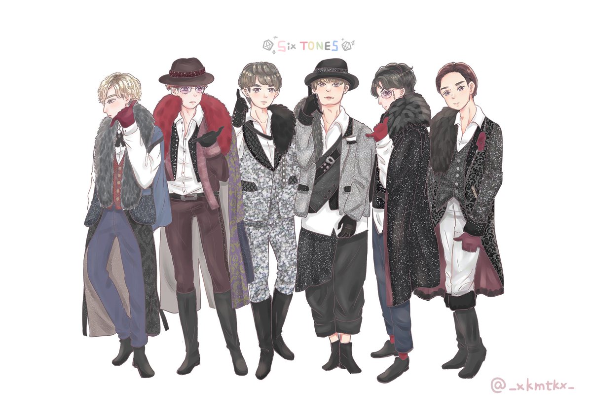 くむ 番組でみたsixtonesさんの衣装が個人的に好みすぎて 初めてsixtones描いてみた Sixtones Telephone Sixtonesでおえかき 京本大我 松村北斗 ジェシー 田中樹 髙地優吾 森本慎太郎 イラスト ジャニーズ きょも 北斗 樹