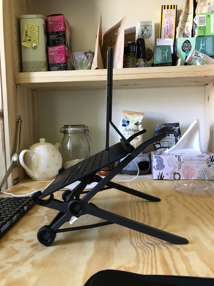 smartygus's tweet photo. In case anyone is wondering, the Magic Keyboard for iPad does work with @theRoostStand (must be on the lowest setting if you want a completely vertical screen) https://t.co/DZ5sPQ5TsY
