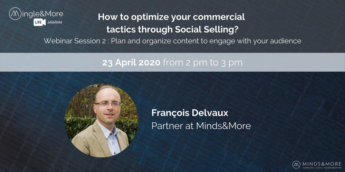 MindsandMore's tweet photo. Our first #SocialSelling webinar of the week is now over! Let's register to the second session on "Plan and organize content to engage with your audience" 👉https://t.co/hXcNzQjgNH

#content #webinar #onlinesession https://t.co/V0huczVSOG