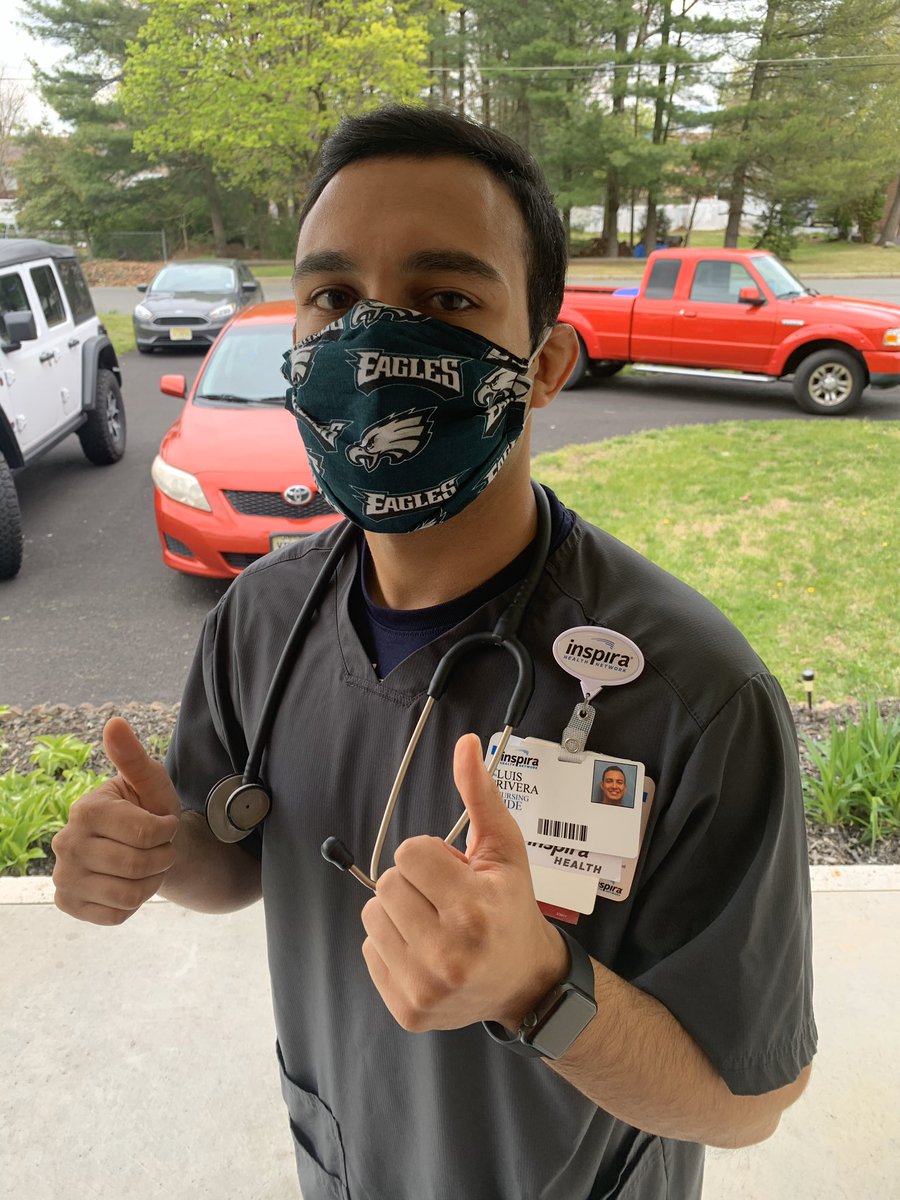 TCNJ_Wrestling's tweet photo. ‘Front Line Thank You’ to Luis River ‘20 @ Inspira Med Center in Mullica Hill, NJ. He works in the Med Surg COVID Unit. Regional Starter in 2016 &amp; 2017. Injuries shortened career but he cont to work home matches &amp; Rec Center front desk. Lou is Lion Strong! @LuisRiveraTCNJ https://t.co/ud0NsEFxun