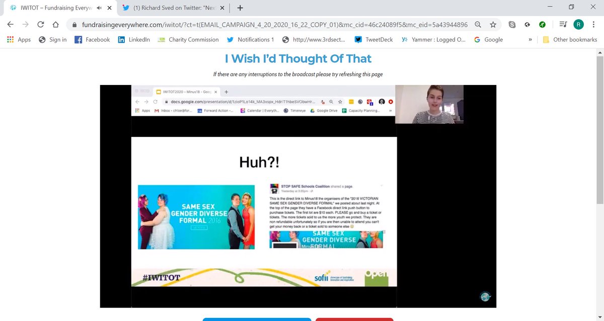 Minus18 were selling tickets for queer prom through a crowdfunder. Stop Safe Schools Coalition bought up all the tickets so nobody could go, but they were in fact subsidising hundreds of attendees to go instead! Homophobic cash and huge press attention resulted. #IWITOT