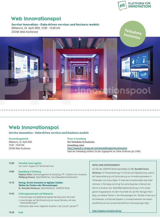 Service Innovation im digitalen Zeitalter: Büchse der Pandora oder Überraschungsei? 🔥🐣

Mit Erkenntnissen aus der Forschung von <a href="/FAU_Germany/">FAU Germany</a> <a href="/JOSEPHS_LAB/">JOSEPHS_Lab</a> &amp; <a href="/wi1tter/">wi1tter</a> 

Anmeldung hier: pfi.or.at/was-wir-tun/ve…