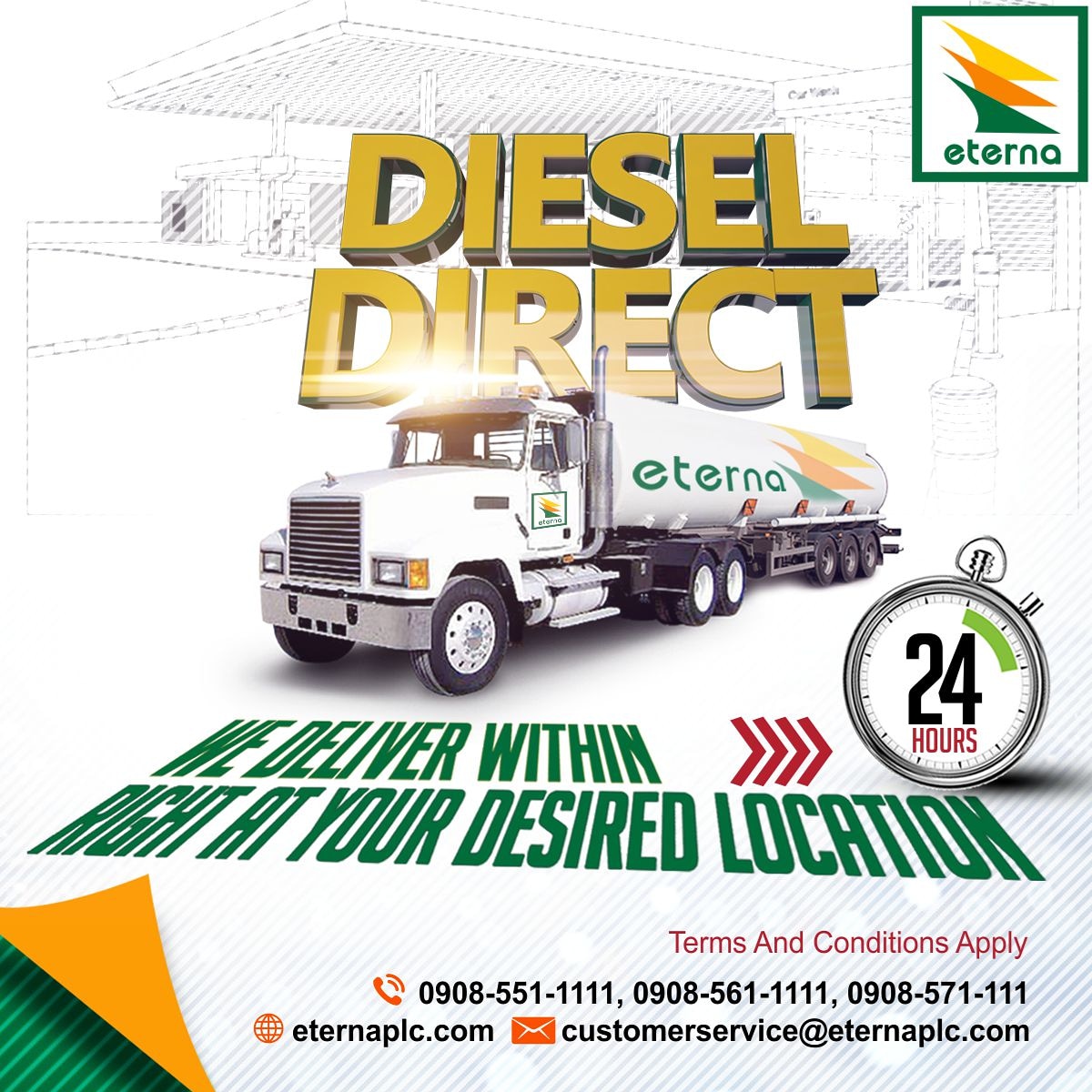 eternaplc's tweet photo. We will deliver diesel directly to your doorstep wherever you are so you can stay home and be safe.
Call 09085511111, 09085611111 and 09085711111
#eternaplc
#energyforlife
#dieseldirect
#eternacares
#staysafe
#stayhome
https://t.co/SBV7kmBgMT https://t.co/K6KLva85Sk