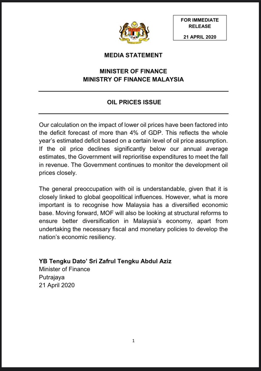 tzafrul_aziz's tweet photo. Media statement on the current oil prices issue. https://t.co/mwdJaJEJUx