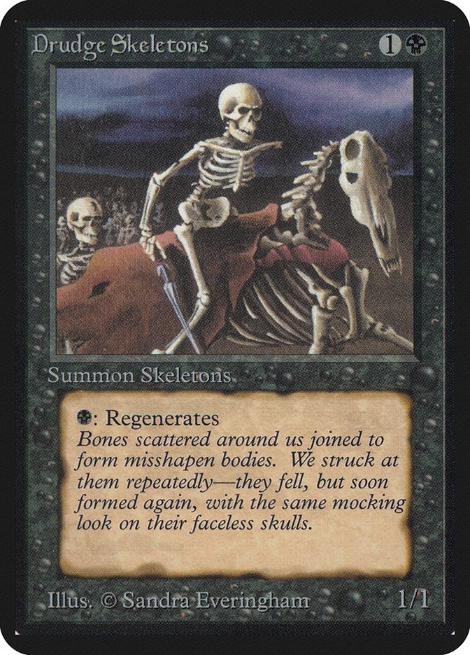 /3There are also a number of cards from Alpha that are referenced in the story:"brigade of firebreathers" - Firebreathing"taken to raising serpents" - Sea Serpent"Glasses of Urza" - well..."legions of undead" - Dredge Skeletons (? -could be a few different cards though)