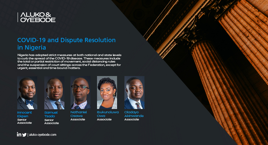 Aluko_Oyebode's tweet photo. Read our bulletin on "#COVIDー19 and Dispute Resolution in #Nigeria": https://t.co/DQgFZJdmZN.
#COVID19 #Justice #Arbitration #ADR #DisputeSettlement #ConflictsResolution #Dispute #COVID19Nigeria https://t.co/kFmvAskVEa