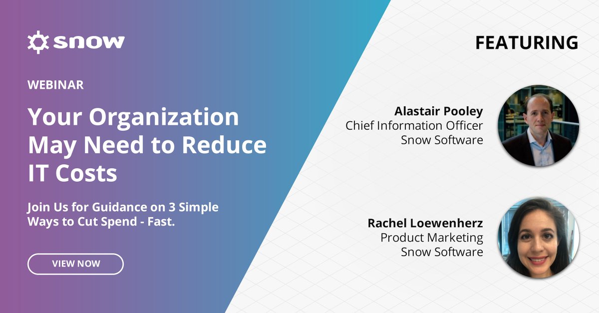 LeanderSNOWman's tweet photo. Snow recently put together a webinar to give guidance on how you can understand what is being spent on tech today, and how to drive potential rapid savings. You can watch the full webinar here β https://t.co/PnfUtfqdSJ
#ITCostSaving #SaaS #cloud https://t.co/5JCgsSCdoE