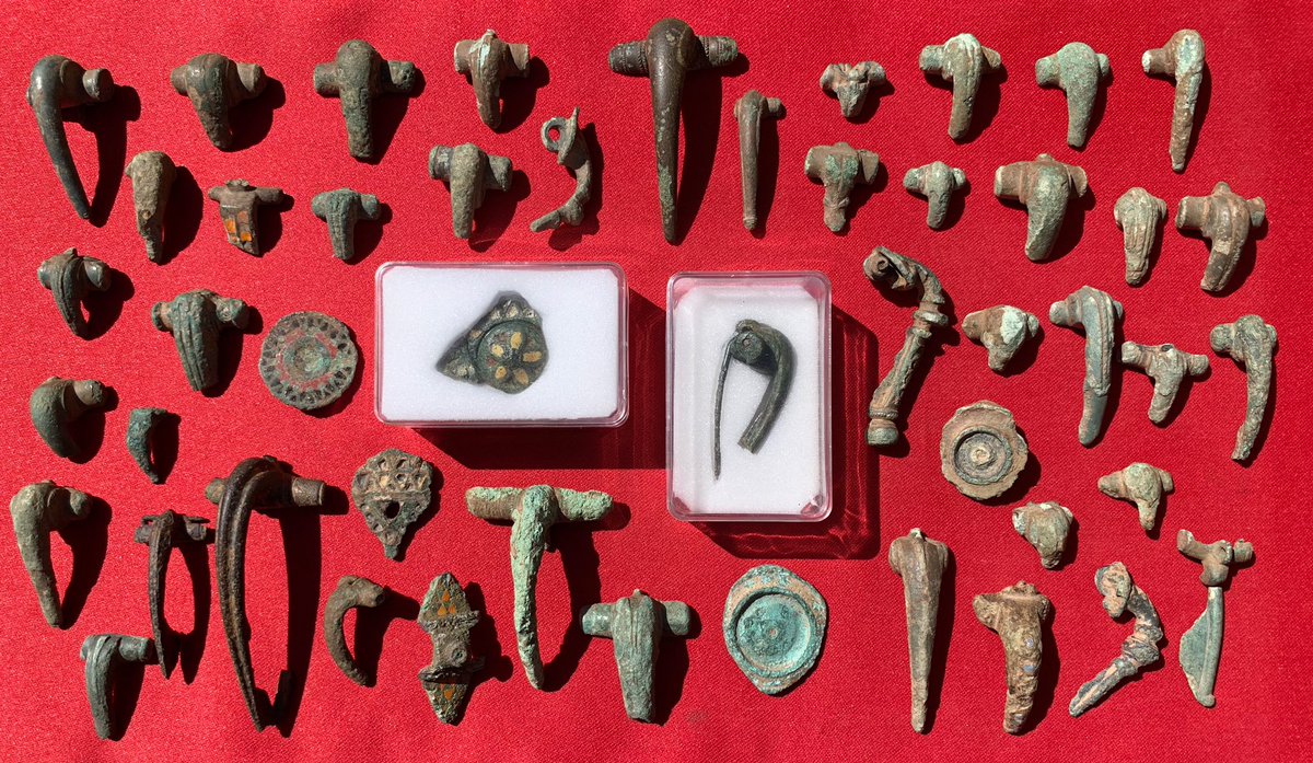4 & a half years worth of Roman brooches. All but 3 of these have come from the same farm. The farm that was once the site of a Roman Villa. I once asked my FLO how she thought so many could have been lost & whether the smaller variety would have belonged to children...