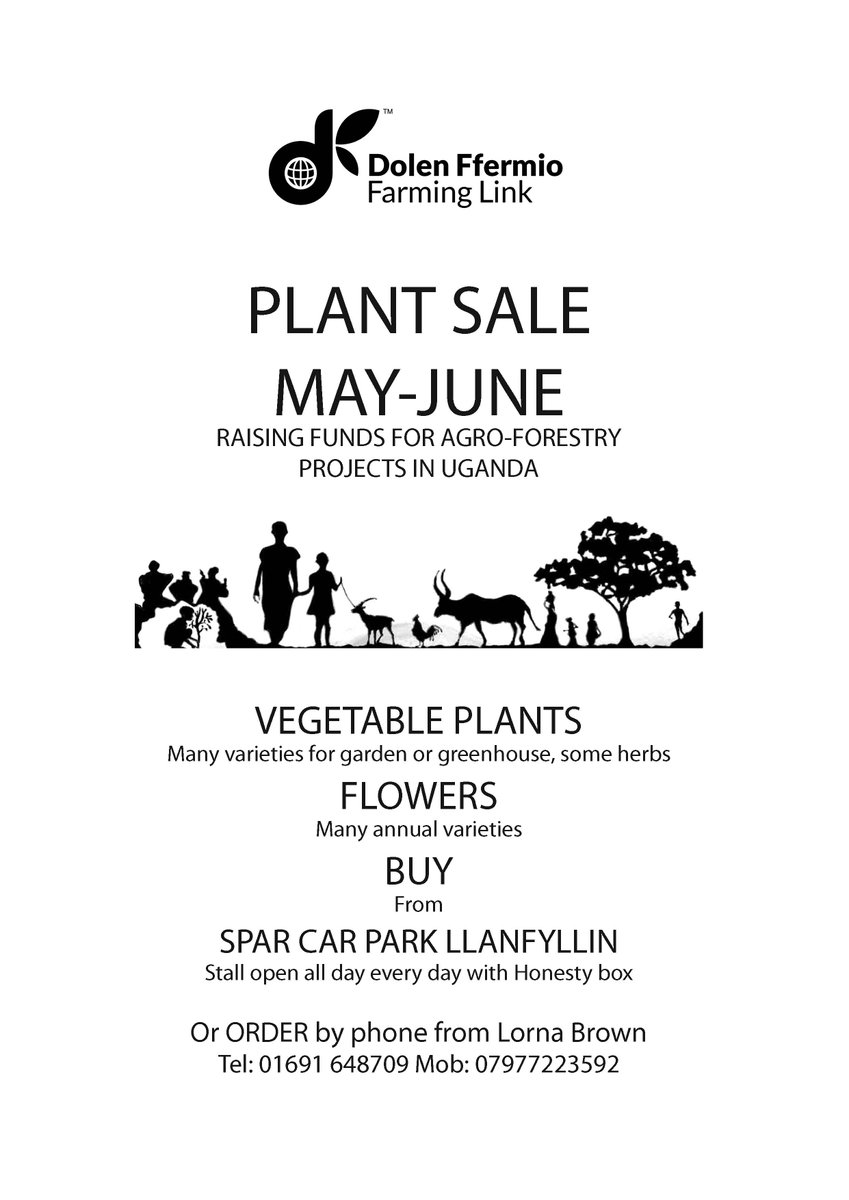 Disappointing not to be able to host our annual spring sale. Good news is that you're still able to get hold of the plants while supporting our projects in Uganda. You can buy from  Spar Car Park (honesty box) or ORDER by phone from Lorna - Tel: 01691 648709 or 07977223592