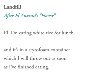 LiteraryNorth's tweet photo. Detail from @ktin520's terrific poem "Landfill," inspired by El Anatsui's "HOVOR" at @hoodmuseum. Another glowing star in our Constellation. Thank you, Kristin! See Kristin's poem and the other contributions so far on our site: https://t.co/upzKE1umEw https://t.co/v6cBUNDt5I
