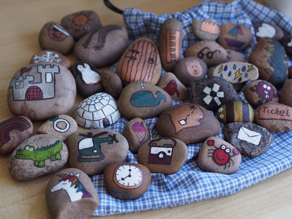 RCKitchin's tweet photo. I’ve been using some of my time to create ‘Story Stones’. Choose three stones and create a story...🤔🦄🐻📷 https://t.co/3hZkGbgzkE