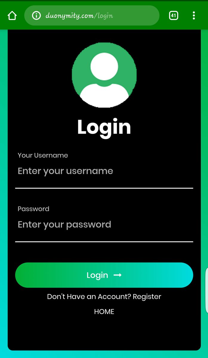 danielsomade's tweet photo. https://t.co/IMO6NQtHBa
DUONYMITY, this is a web based platform I created which people can send you anonymous messages to you; to compliment you, give advice, etc all which they can say to you in person.
#StayAtHomeChallenge9ja
#StayAtHomeAndStaySafe
#COVIDー19 #StaySafeNigeria https://t.co/c5mGcNvkYZ