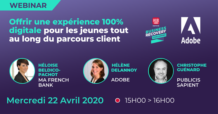 📢[J-1] Plus qu'un jour pour vous inscrire à notre Webinar : Offrir une expérience 100% digitale pour les jeunes tout au long du parcours client avec <a href="/MaFrenchBank/">Ma French Bank</a> &amp; <a href="/PublicisSapient/">Publicis Sapient</a> ▶️ hubs.ly/H0psh8D0

<a href="/HBO75005/">HéloïseBeldicoPachot</a>, <a href="/GuenardCh/">Christophe Guénard</a> 

<a href="/AdobeFrance/">Adobe France</a> <a href="/HUBInstitute/">HUB Institute</a>