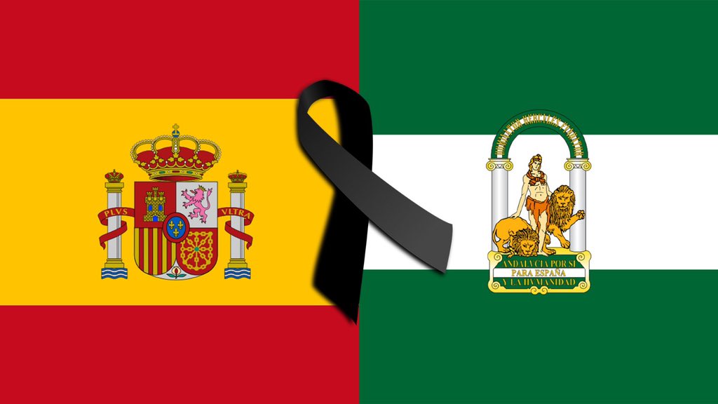 JuanMarin_'s tweet photo. ⚫ Pedimos a todos los andaluces que este domingo salgan a las 19:57h a sus balcones para guardar 3 minutos de silencio en memoria de todas las víctimas del #Covid_19.

En señal de duelo y unión, os animamos a que colguéis banderas de España y de Andalucía con crespón negro. https://t.co/QT63NZGzrD