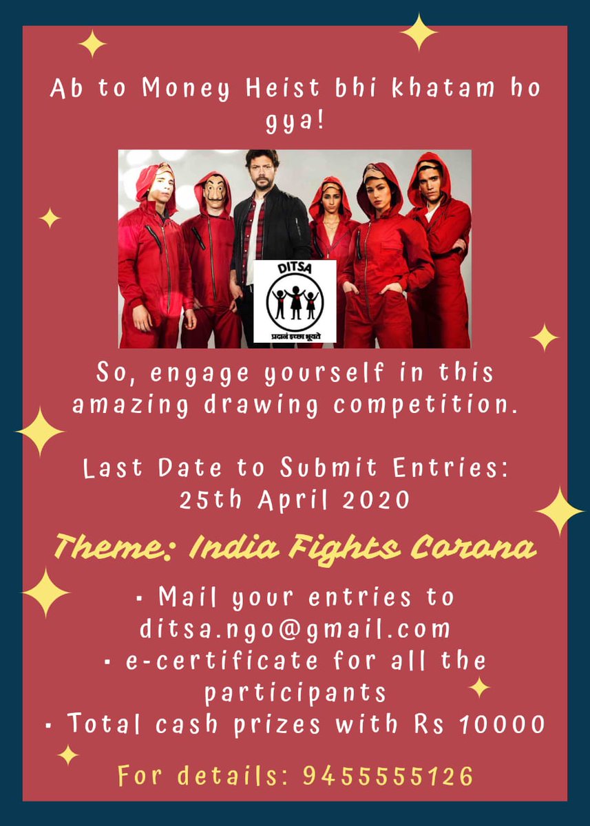 pratikprasenjit's tweet photo. Sitting idle? Take out your sketch pens, paint brushes, crayons and participate in online drawing competition by @DitsaNGO. Send your entries to ditsa.ngo@gmail.com

@SparshBaranwal1 @Charu93Dash @Pragyabhatnagar @aayush9906 https://t.co/2UMrf5Az0P