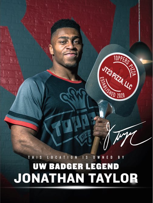 darrenrovell's tweet photo. JUST IN: Former Wisconsin RB @JayT23 has signed one of the biggest pre-draft marketing deals with a lifetime partnership with @ToppersPizza that includes ownership of four franchises in Madison. Deal done by @everett_sm. https://t.co/x8hvoZdQUX
