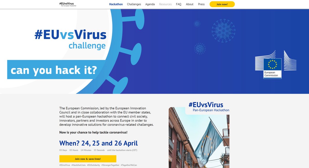 Angeloso69's tweet photo. Acabo de poner mis conocimientos a disposicion de la CEE En el #Hackatlon de #EUvsVirus para ayudar desinteresadamente en lo que pueda contra el #CoronaVirus
Te apuntas conmigo? https://t.co/mmNElZB9qH
