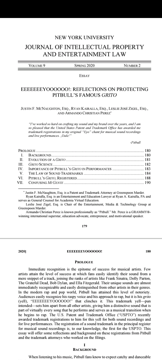 And also check out his publication with  @nyulaw  @jipelnyu titled EEEEEEEYOOOOOO!: REFLECTIONS ON PROTECTING PITBULL'SS FAMOUS GRITO. It's an interesting read for everyone and I believe entertainers in Nigeria can learn a thing or two from the article.