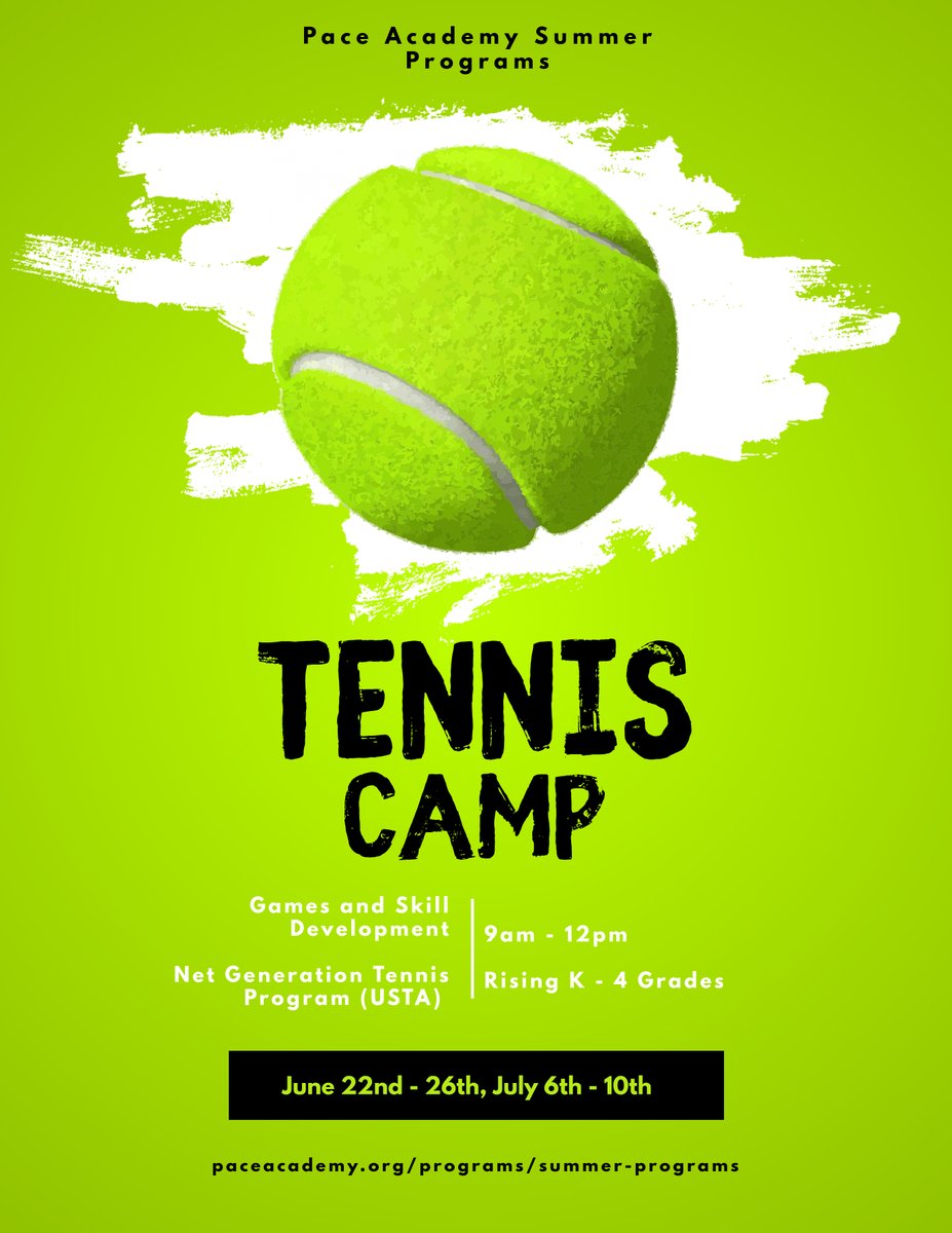 Let's make a RACQUET this summer at tennis camp! More information and camper registration is available at paceacademy.org/programs/summe…