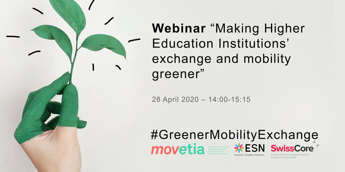 ESN_Int's tweet photo. 💻 Together with @SwissCore &amp; @movetia_ch, we are organising a #webinar to discuss ways to make mobility greener. For more information and to register, click on the following link➡️ https://t.co/JsxhKJc3Kj.
#GreenErasmus #ErasmusPlus #GreenerMobilityExchange https://t.co/QAgFxAxMIM