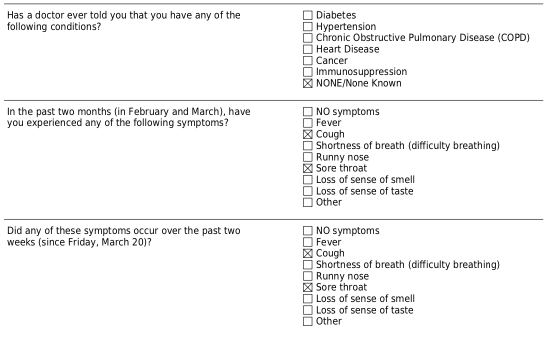 You could fix the selection bias by comparing the number of participants who reported symptoms in the last two months and comparing to the general population. The study authors asked about those symptoms, but haven't reported the responses. They are sitting on critical data!