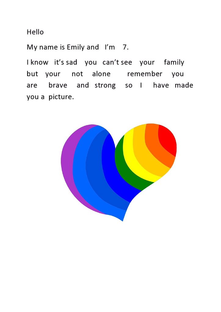 Thank you to everyone who has taken the time to send letters, pictures and photos to us for our elderly/vulnerable residents. I did promise to share a few which I will over the coming weeks, todays letter is from Emily ❤️ #Maltby #communityspirit