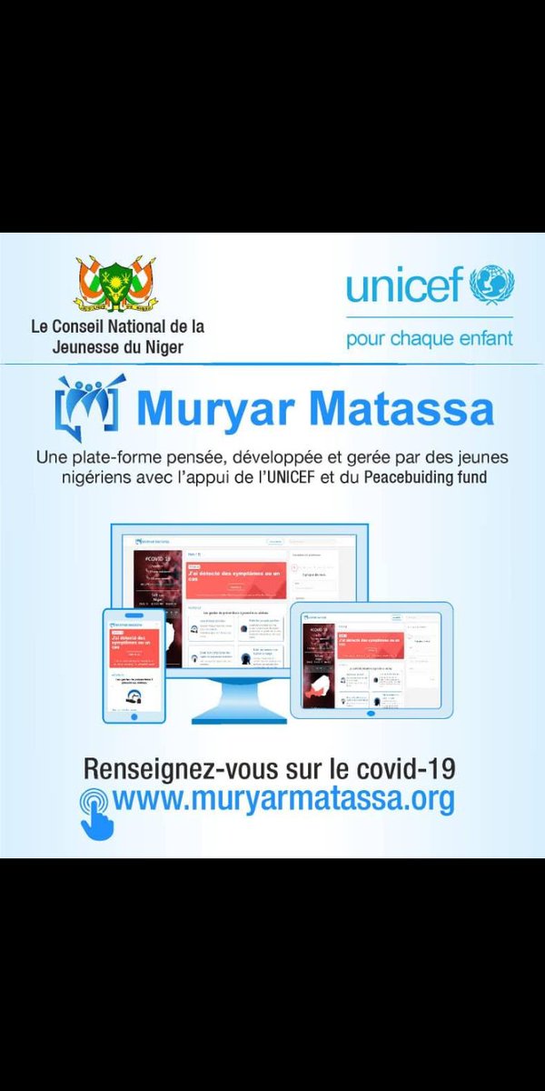 BizoRachida's tweet photo. Soyez des nôtres sur la plate-forme Muryar Matassa et faites entendre votre voix parce que la voix de chaque jeune compte surtout en cette période de pandémie. Nous ne serons à l'abri que quand chacun de nous sera protéger.
#CNJN
#MUA
#CCNEJ https://t.co/UpYJ9wQWH0