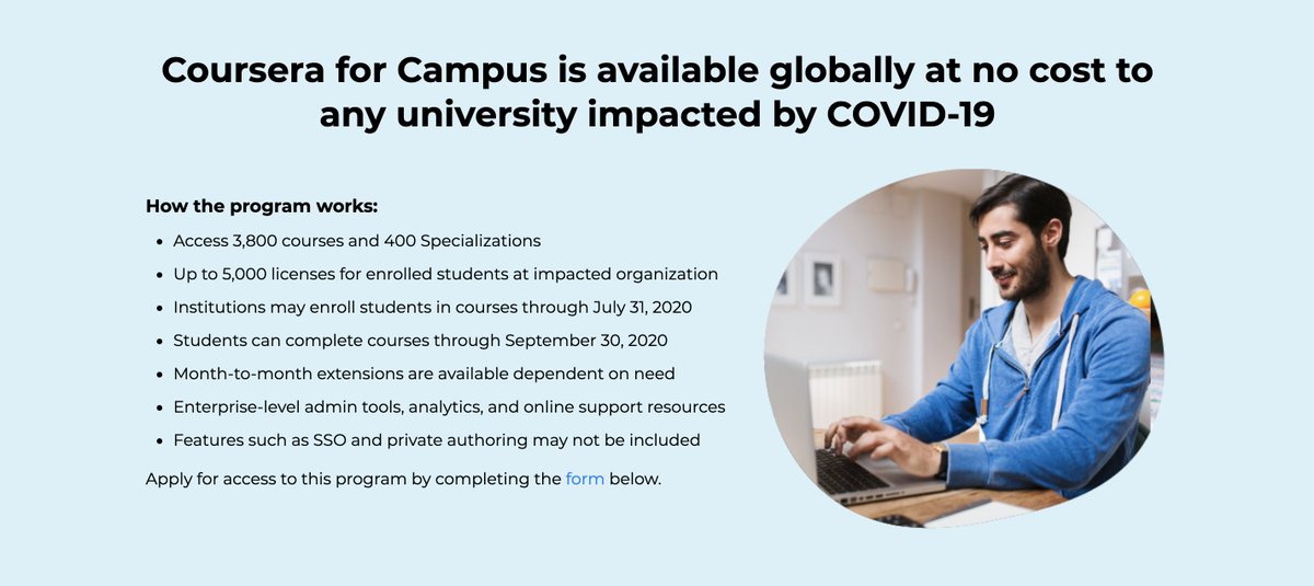 FrancesQuirke's tweet photo. Today I start at @coursera as Partnerships Director for their Coursera for Campus offering. Full info available via my profile on LinkedIn (francesquirke). Do take a look at how Coursera is supporting universities impacted by COVID-19 with free  access https://t.co/bSmgzF6i3h https://t.co/H2n3v3KC9i