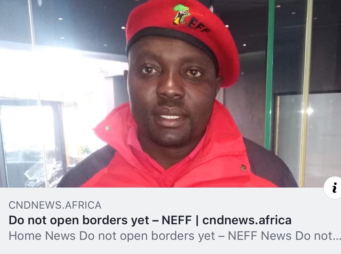 NewsCnd's tweet photo. The Namibian Economic Freedom Fighters (NEFF) is cautioning the Namibian government not to open the border with Angola to allow for sick patients from that country to cross over for treatment until COVID-19 is no longer a threat.
https://t.co/7ceUWil0aG https://t.co/4AhAMnJQlh