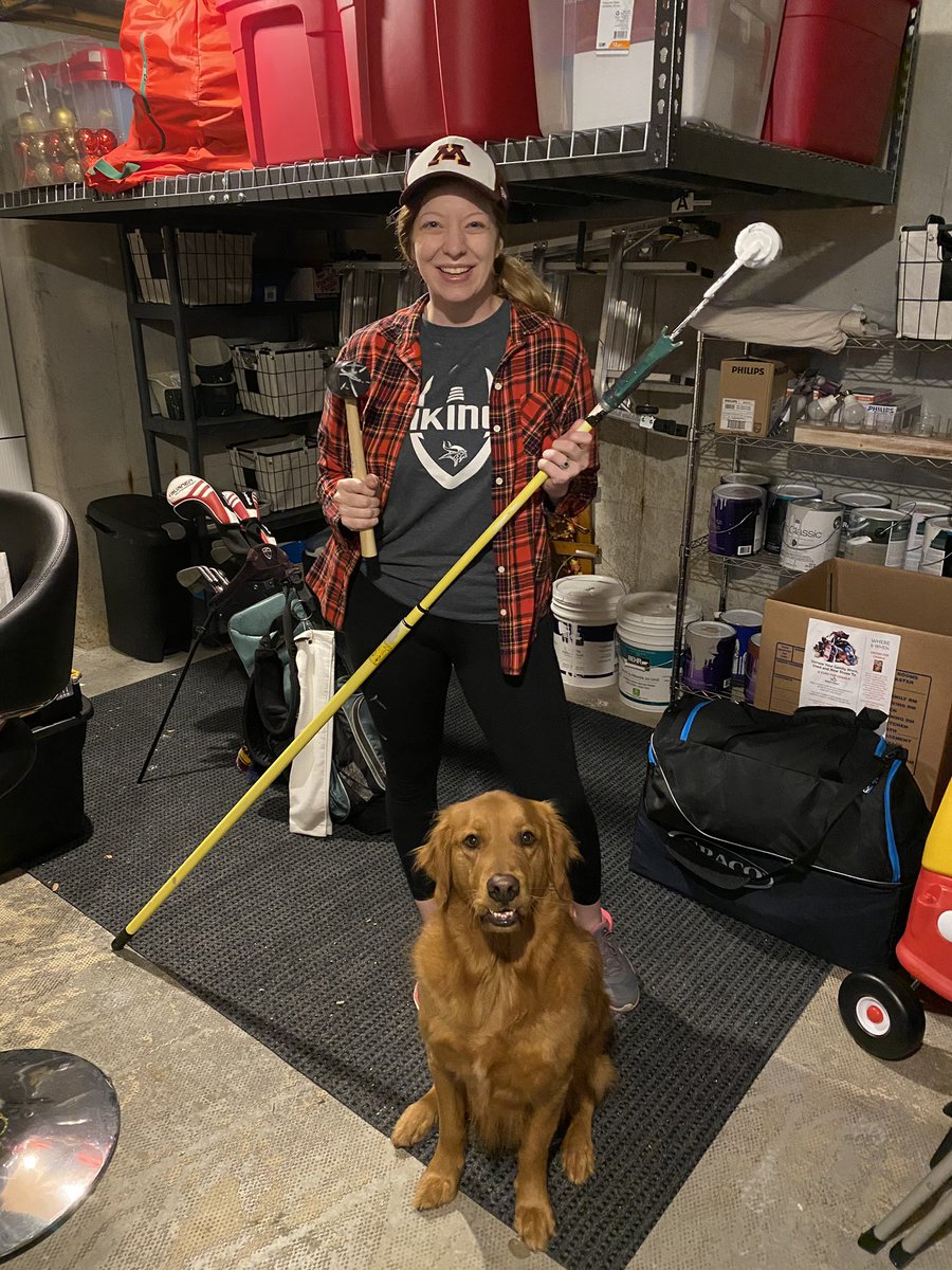 KelleyRCapper's tweet photo. Day 2 of #SMWSpiritWeek and I am just the next #HGTVStar. Murray is always lingering but never impressed. #StayatHomeSMW #VikingStrong #WestisBest #alltheprojects #hgtv #DIY @SMWstuco @SMWestOffice @theSMSD @hgtv https://t.co/dFa1fxFfcP