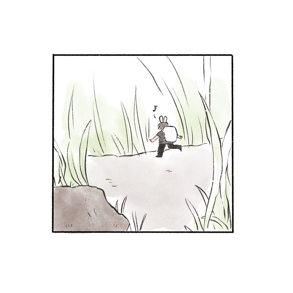 *You have entered Koo’s dream*You spot Bun-koo skipping through the tall grass. He spots little talking pebbles in the grass and picks them up. He doesn’t get far before a giant snail appears in front of him. This is Q, the Quest Snail who presents Koo with a game.