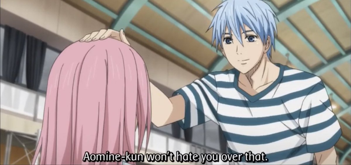 After this, she goes to tetsu worried about how “aomine-kun hates her”. Although what she did was right + she was just being concerned for his well-being, if she didn’t think she did something wrong in the matter as well, I don’t think she would say something like that.
