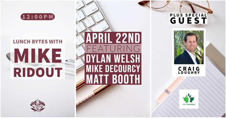OGC1906's tweet photo. April 22nd is the next #LunchBytes #GolfEdition! We have special guest speaker Craig Loughry of @thegolfontario joining Mike Ridout, Matt Booth, Dylan Welsh & Mike deCourcy on Zoom at noon! Pre-register by 11am on the 22nd by emailing Miker@oshawagolf.com. https://t.co/cAg00qH1ED