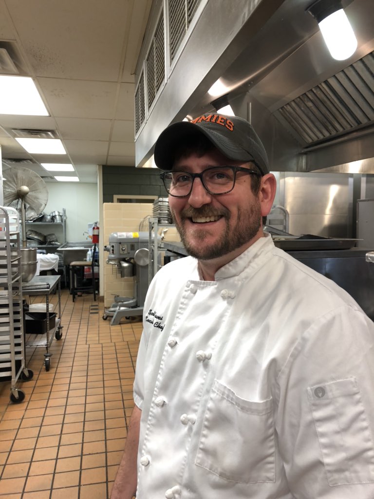 UJDining's tweet photo. Why is he laughing... because Iโm trying to lose weight and he offered biscuits and gravy for breakfast and a spin on the KFC bowl, which was very good. #fatdan https://t.co/sgj8Kst77t