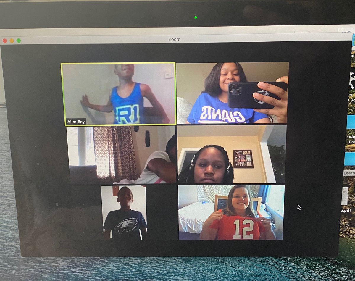 WESpsychologist's tweet photo. Ms. Buckingham’s class celebrating Virtual Spirit week! Day 2: We Are Still Sports Fans! #wesvirtualspiritweek https://t.co/MzUUjIq0Y4