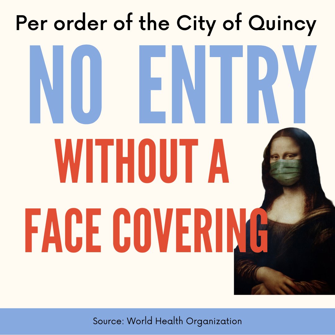 ENCLC's tweet photo. Face Masks/Coverings Now Mandatory In Quincy! Please remember to wear one if you visit the library or IT @enclc. https://t.co/aOEyoIT715