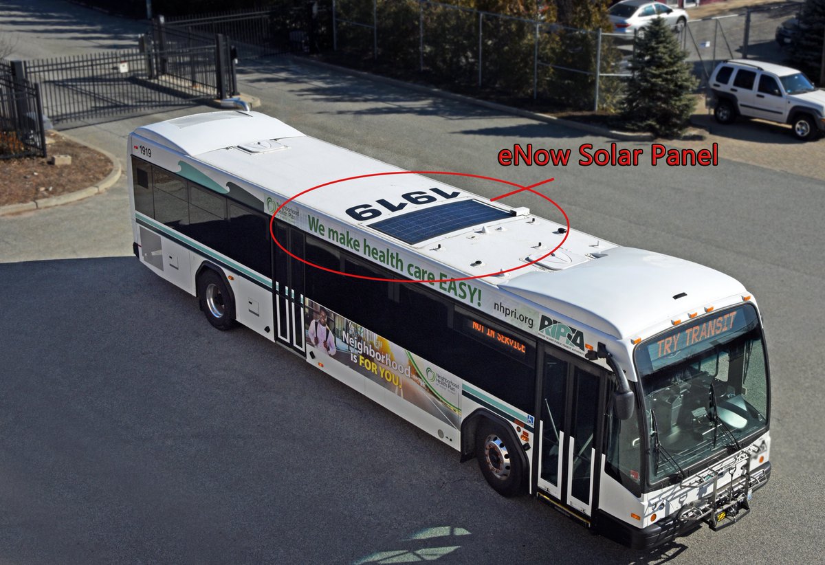 EnergyRI's tweet photo. Did you know that RIPTA's buses now have solar panels? These panels help extend the life of the battery and alternator by reducing maintenance costs over the long term. Thanks to RIPTA for leading by example! Read more below. @RIPTA_RI #EarthDayRI https://t.co/boDQU8cPs0 https://t.co/SbbwsdUhC1