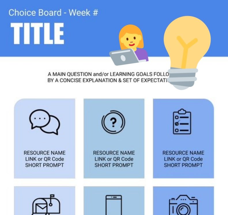 MrSchuermann's tweet photo. We have #Peel21st choice-boards &amp; provocations templates for you #PeelFam! 😃⚡

💾 Download them NOW at https://t.co/k1Elm7dP0p &amp; sign up for a how-to webinar to co-create #STEAM #DigCit #LearnAtHome learning experiences 🤔💡 https://t.co/dXksn9X5d0