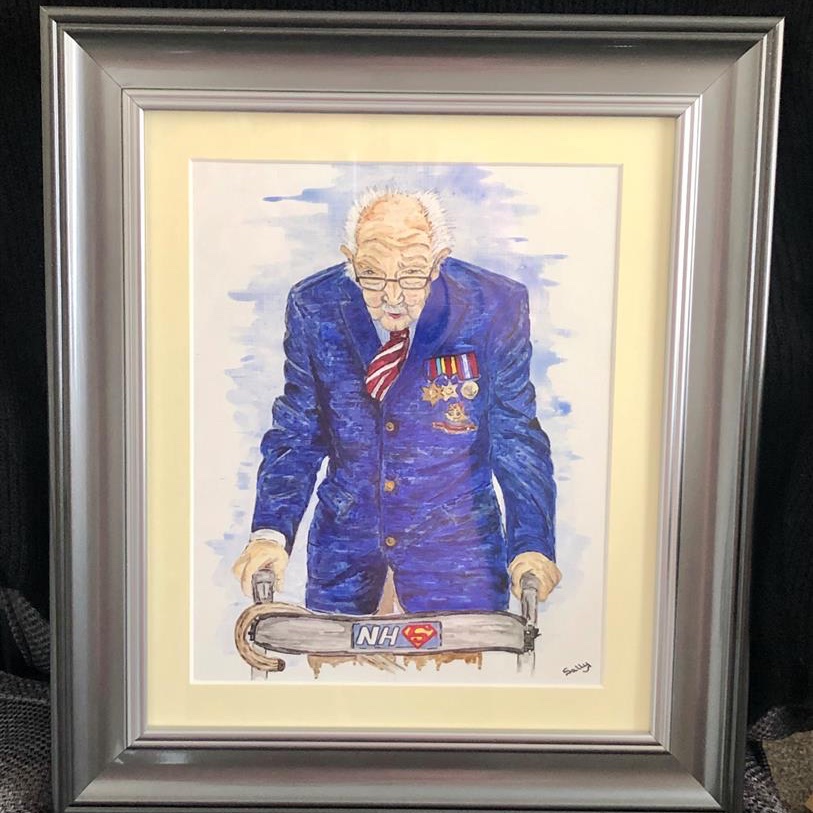 Sally has painted this amazing picture of Captain Tom to raise money for  @NHSCharities   https://just.ly/Sally-Cooper 