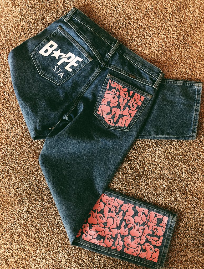Cash6493's tweet image. I got a series of Bape denim jeans dropping soon. Stay tuned. 📻
