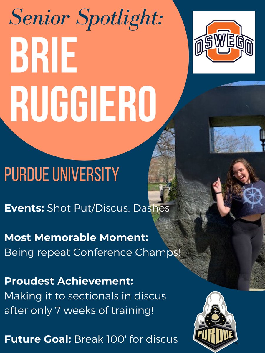 Senior Spotlight: Bri Ruggiero

Bri has been such an asset to our throwing squad and relays! She manages to excel at track and field while also competing as a goalie on her hockey team AND participating in marching band. She is fierce!! #ownyourawesome