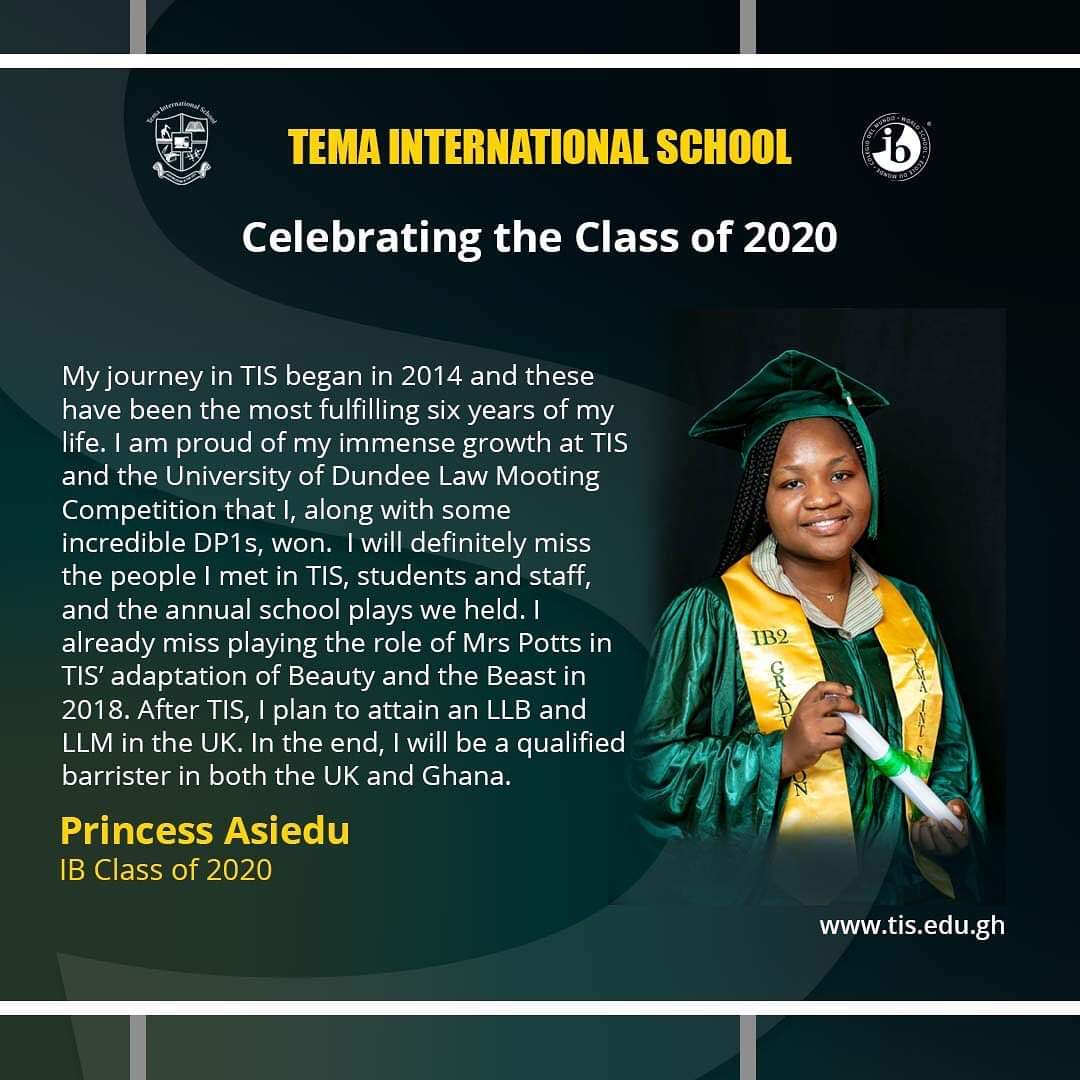 suramaking's tweet photo. Dear Princess, you have grown to become an amazing young lady.
Keep soaring high. The TIS choir would miss your melodious voice.
#IBtogether #AfricaIB #IBAfrica @TisAlumni #WeareIB #GenerationIB
#classof2020 #tisexperience @IBAlumniNetwork #ibworldschool @iborganization https://t.co/N6tIOAFLWS