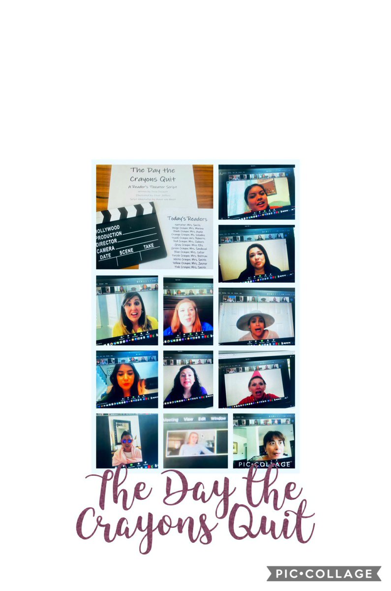 WhitTSmith1984's tweet photo. Our 2nd grade team {via zoom} PRESENTING....The Day the Crayons Quit for our Drama immersion in google class.!! # #thecoleway @Laclaborn @Beltranjudith1 @Ms_Sarah_Ellis @CValadez2nd @collier2nd @DanikaJaster @RivetingReads @MrsR_Ayala @nisdelemelar https://t.co/l57SQhDOIB