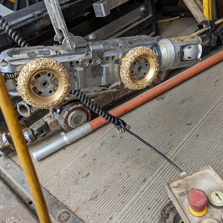Mrpipejetter's tweet photo. 5 and 6" sanitary, these vc pipes, offsets, wheels that are available, too big/small. operator suggested a mid size this winter as were going to start. We had these made, sent out for metal flake. operators that think outside the box! #trugrit  #Ibak #publicworksmakesithappen https://t.co/RLY3s4yyuS