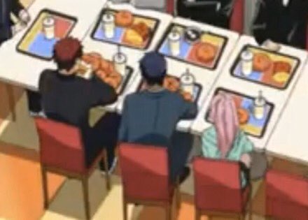 he literally involves her in everything and in the same fandisc, they are shown sitting beside each other like always + his chair is slanted towards her direction. this way he has easier access to talk to her + discuss his side comments with her. It’s like 2nd nature to them