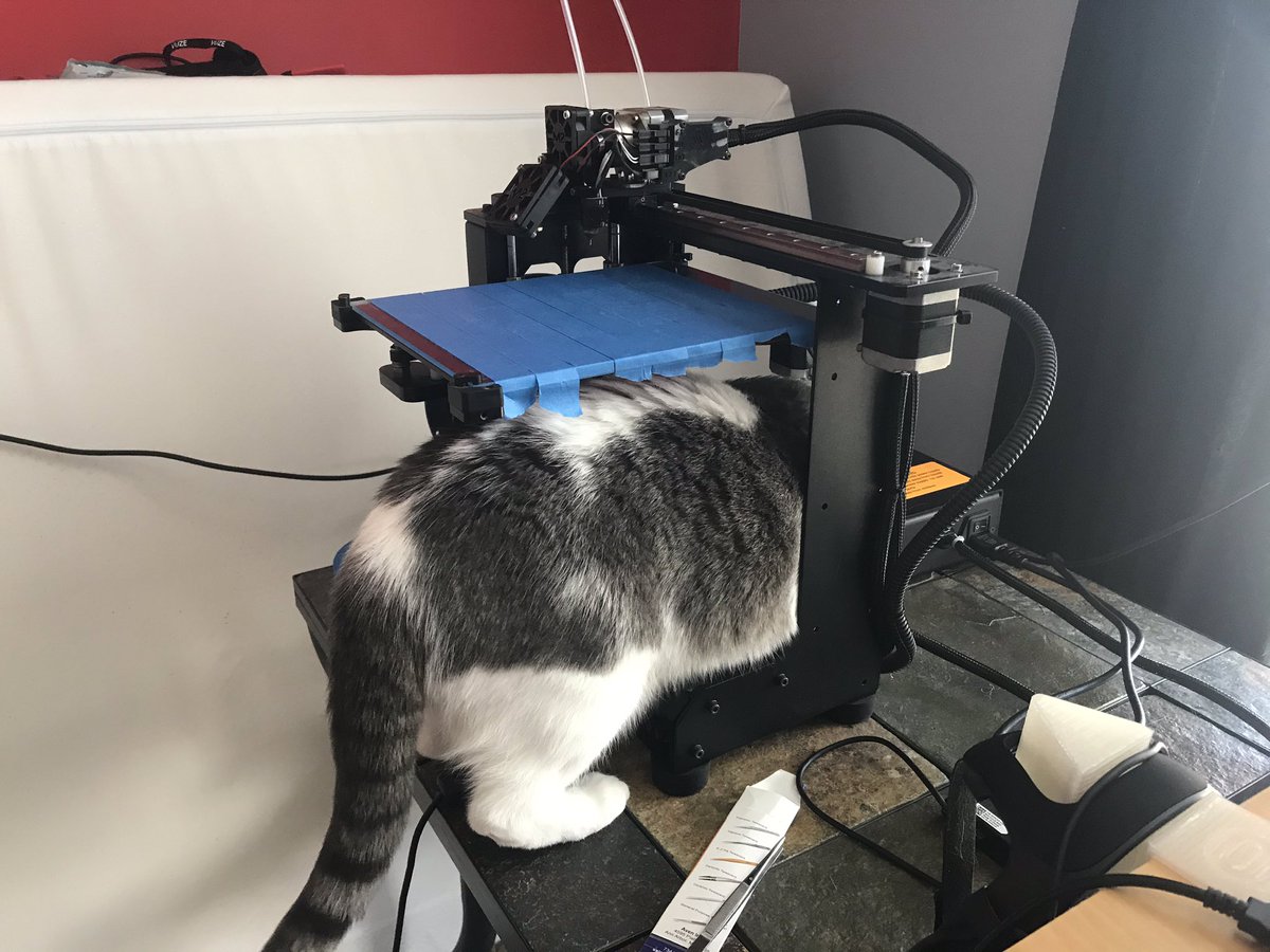 I may or may not be trying to #3Dprint a cat. My office mate is getting into everything &amp; maybe actively working against me. That <a href="/makergear/">MakerGear</a> printer is AMAZING! Printing the fur was tricky. <a href="/SMF_MrLove/">Michael Love</a> <a href="/KimptonBulldogs/">Kimpton Middle School</a> <a href="/SMFSchools/">SMFSchools</a> <a href="/StowTechEd/">Garrett Mattes</a>