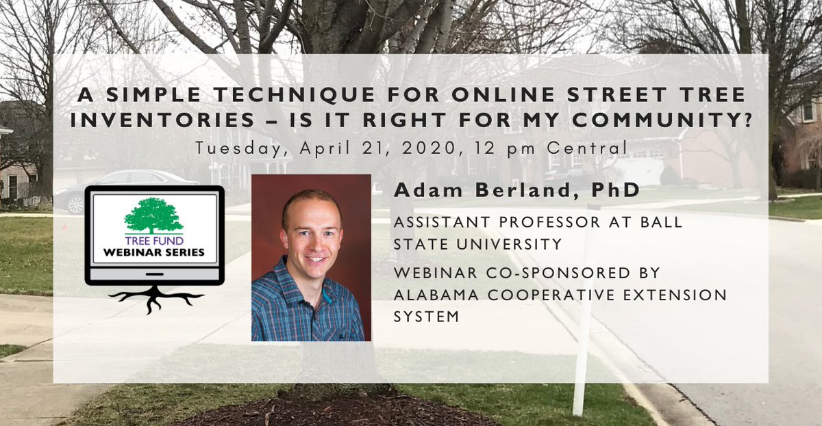TREE_Fund's tweet photo. It isn't too late to RSVP for our webinar with Dr. Adam Berland at 12pm Central today, co-hosted by The Alabama Cooperative Extension System! Visit https://t.co/VAOTQ39Gpr #webinars #treefund https://t.co/35f4iMjY49