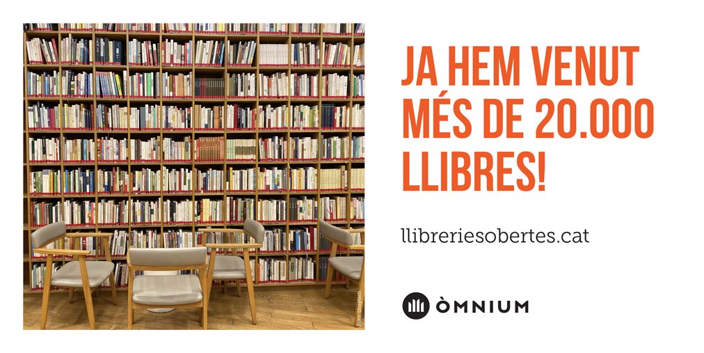 obrimllibreries's tweet photo. 20.000 gràcies 🥳 als lectors i lectores per demostrar que ara és el moment de ser al costat de les llibreries i de la cultura 📚 

🤩 Avui #LlibreriesObertes hem superat els 20.000 llibres venuts! https://t.co/QD1nCSfeO6